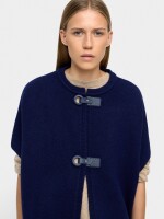 Poncho De Punto Con Hebillas azul-marino