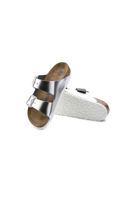 Sandalia Arizona Soft Footbed Leather - Regular Plateado