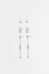 Set de 3 caravanas strass plateado