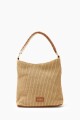 Bolso rafia con asas de eco cuero beige
