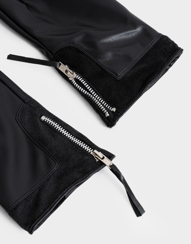 Guantes Varios Noche Guantes De Cuerina Con Cierre - Negro