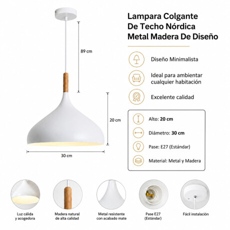 Pack x2 Lámparas Colgantes Bambú Metal E27 Diseño Nórdico Blanco