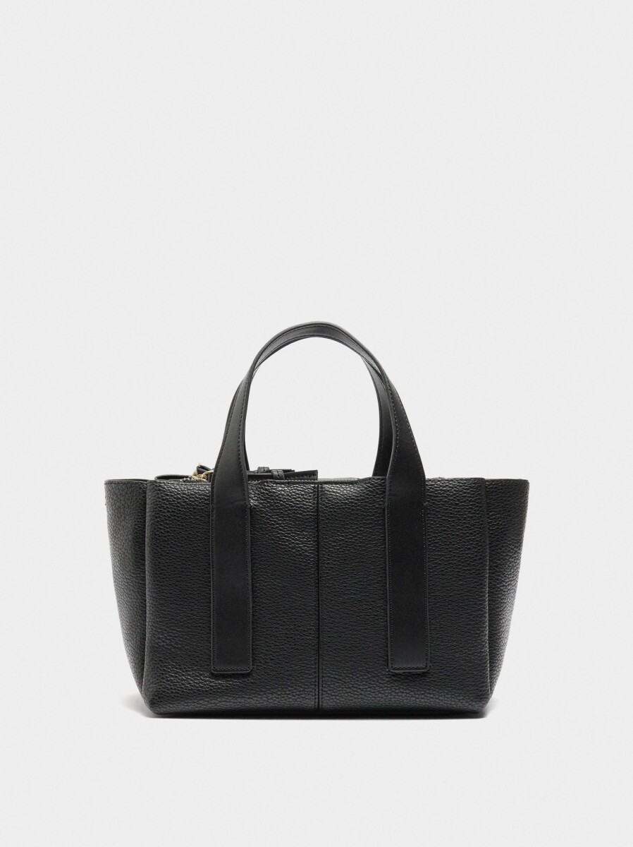 Bolso Tote Con Textura - negro 