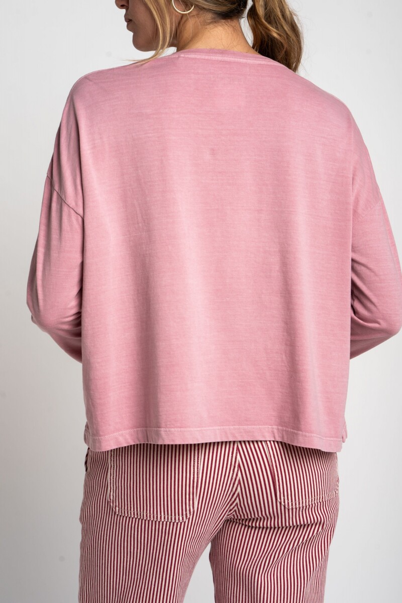 Remera Manga Larga Lavada Rosa