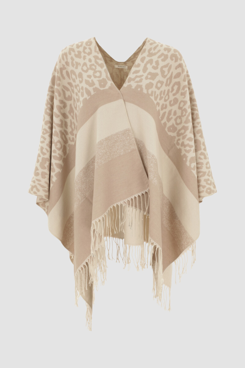 Poncho con flecos animal print Animal print