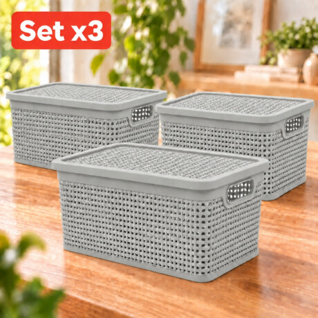 Set x3 Caja simil ratán 25 lts CAPPUCCINO