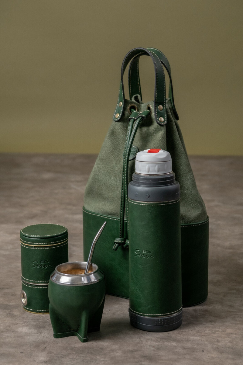 Set de matera bolso con termo de litro y mate - Verde 