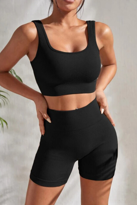 Biker lycra acanalada Negro