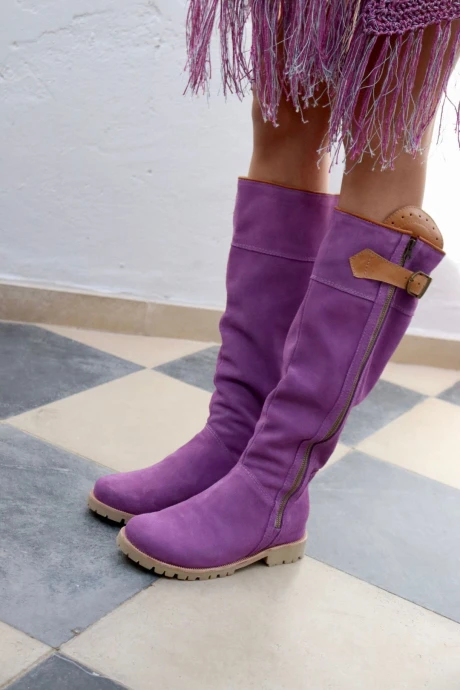 Botas Cuatro Estaciones Gamuza Lisas Lila