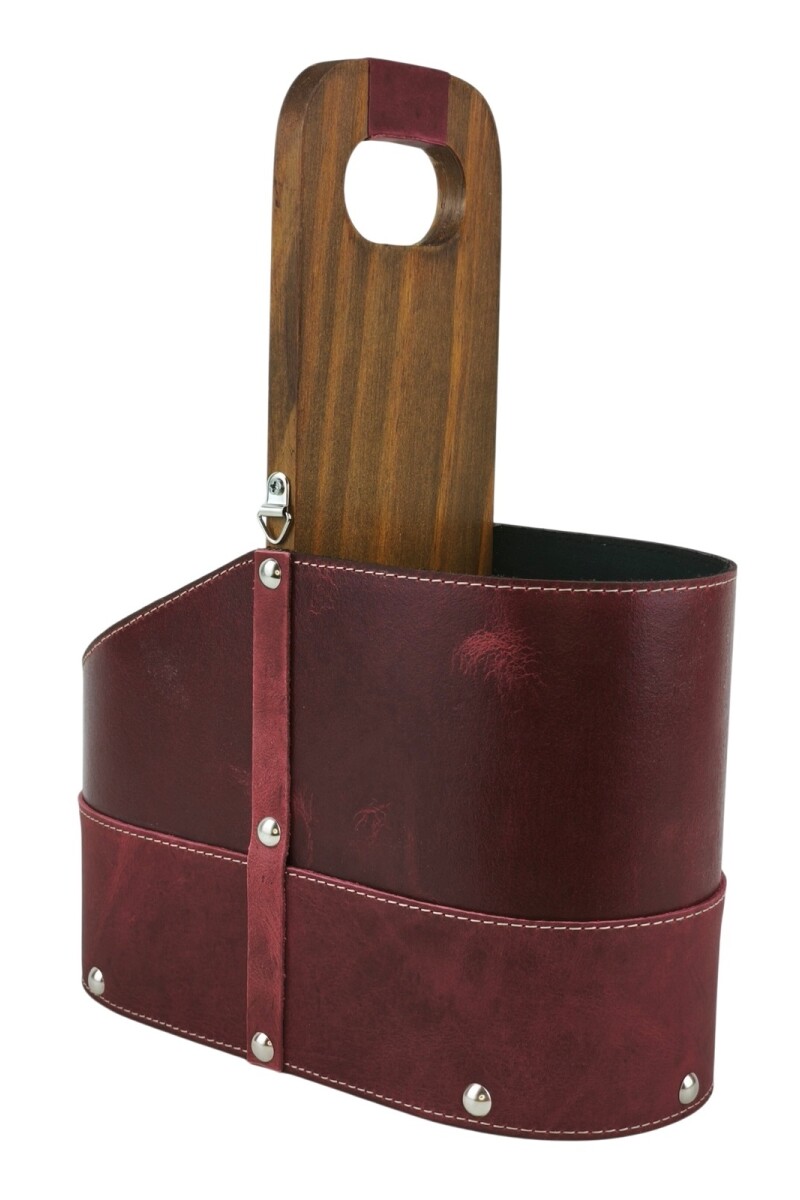 Matera de Cuero Vacuno Legítimo con Estructura Integral de Madera Bordo