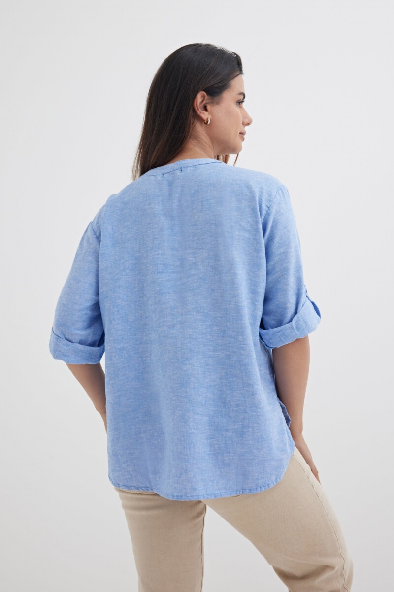 Camisa mangas 3/4 escote en V CELESTE