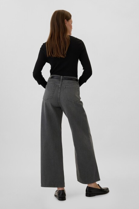 Jean Wide Leg Tiro Alto Mujer Black Wash