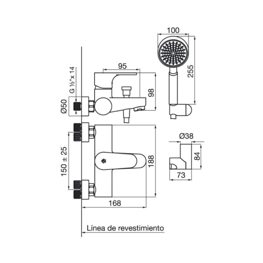 Grifería de Ducha Monocomando Exterior con Transferencia Cromado Línea Dalia Grifería de Ducha Monocomando Exterior con Transferencia Cromado Línea Dalia