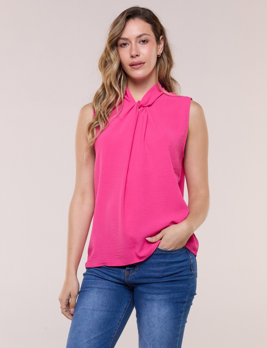 Blusa Cuello Drapeado - Fucsia 