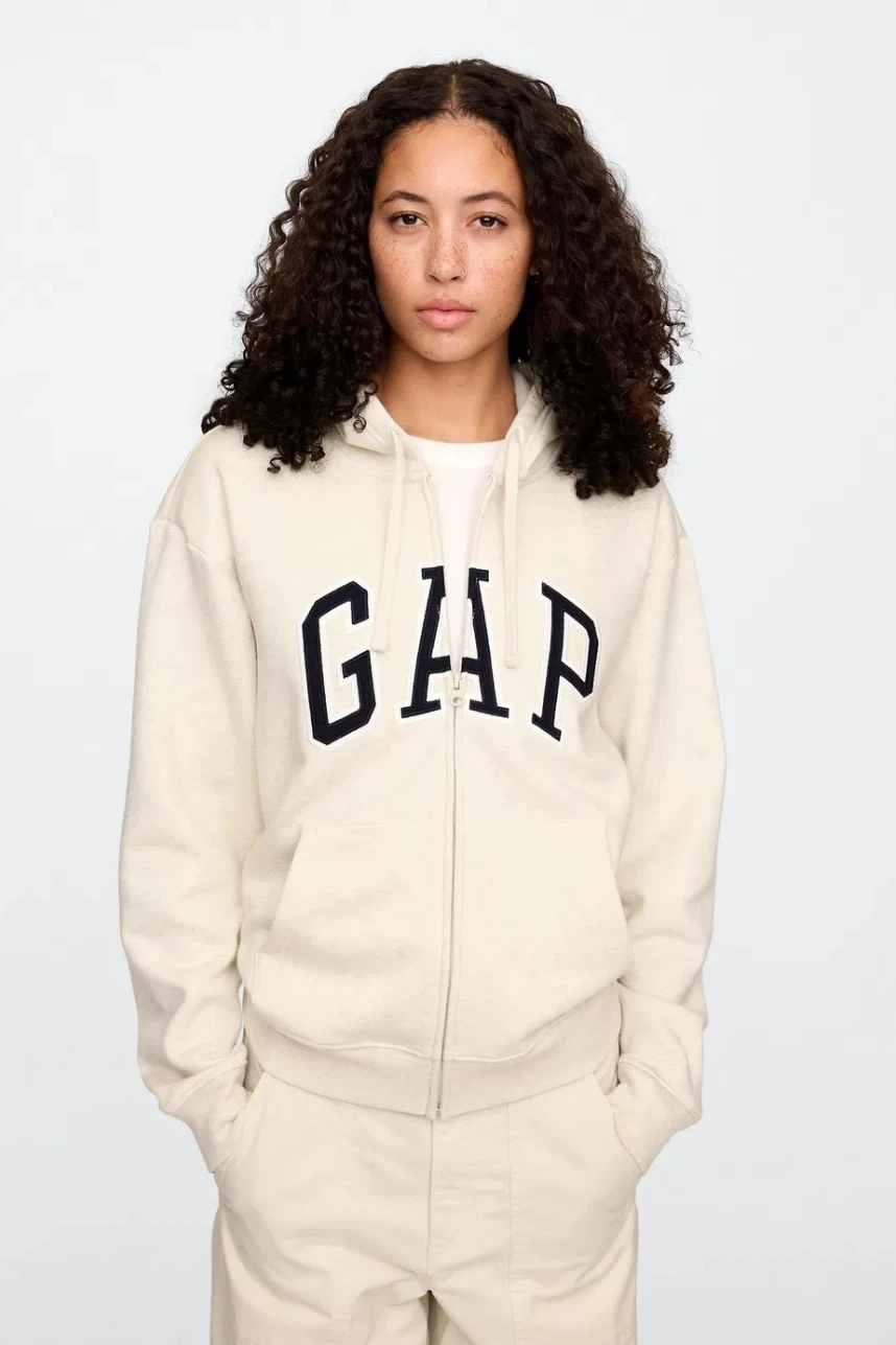 Canguro Con Cierre Logo Gap Mujer Oatmeal Heather