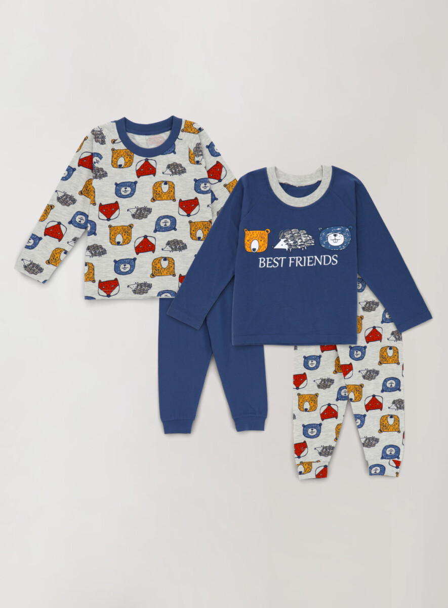 Pijama tierra de osos pack x2 - Azul 