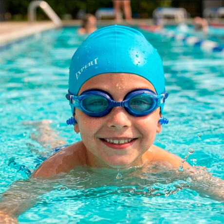 Set Natación Gorra Silicona+ Lente+ Tapones Niño Adul Azul / Niños1