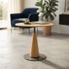 Mesa Lateral redonda madera clara - Base en metal color grafito Mesa Lateral redonda madera clara - Base en metal color grafito