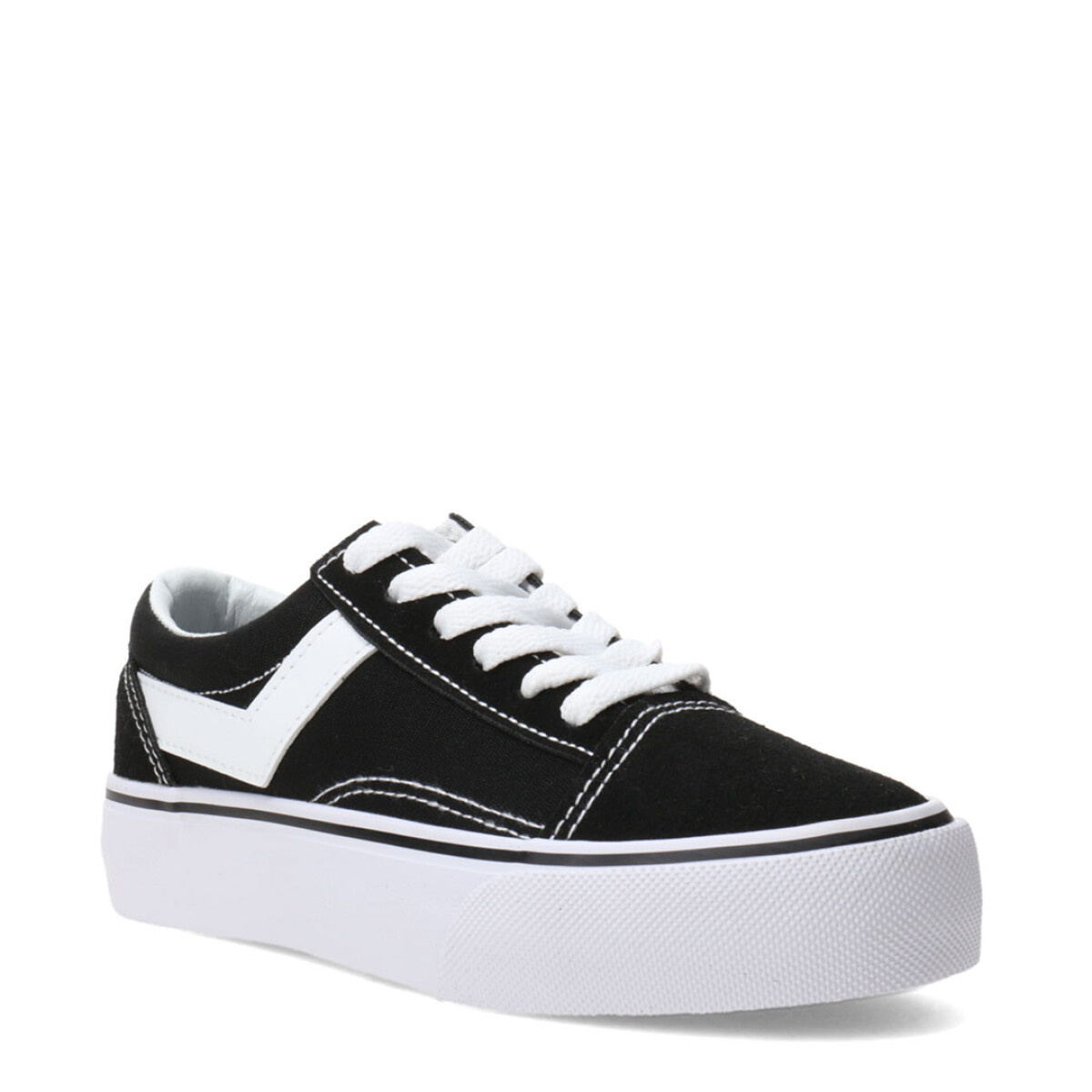 Championes de Niños PONY Plataforma Lona - Negro - Blanco 