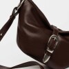 Bandolera Bambú En Cuero Satinado Marron