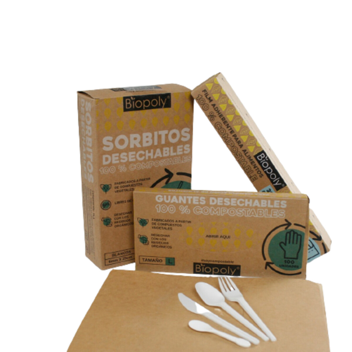 x100 Tenedores descartables compostables ecológicos Leamau - 5090 
