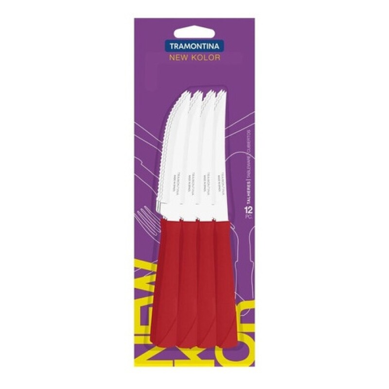 Juego de 12 Cuchillos para Asado Tramontina New Kolor Rojo Juego de 12 Cuchillos para Asado Tramontina New Kolor Rojo