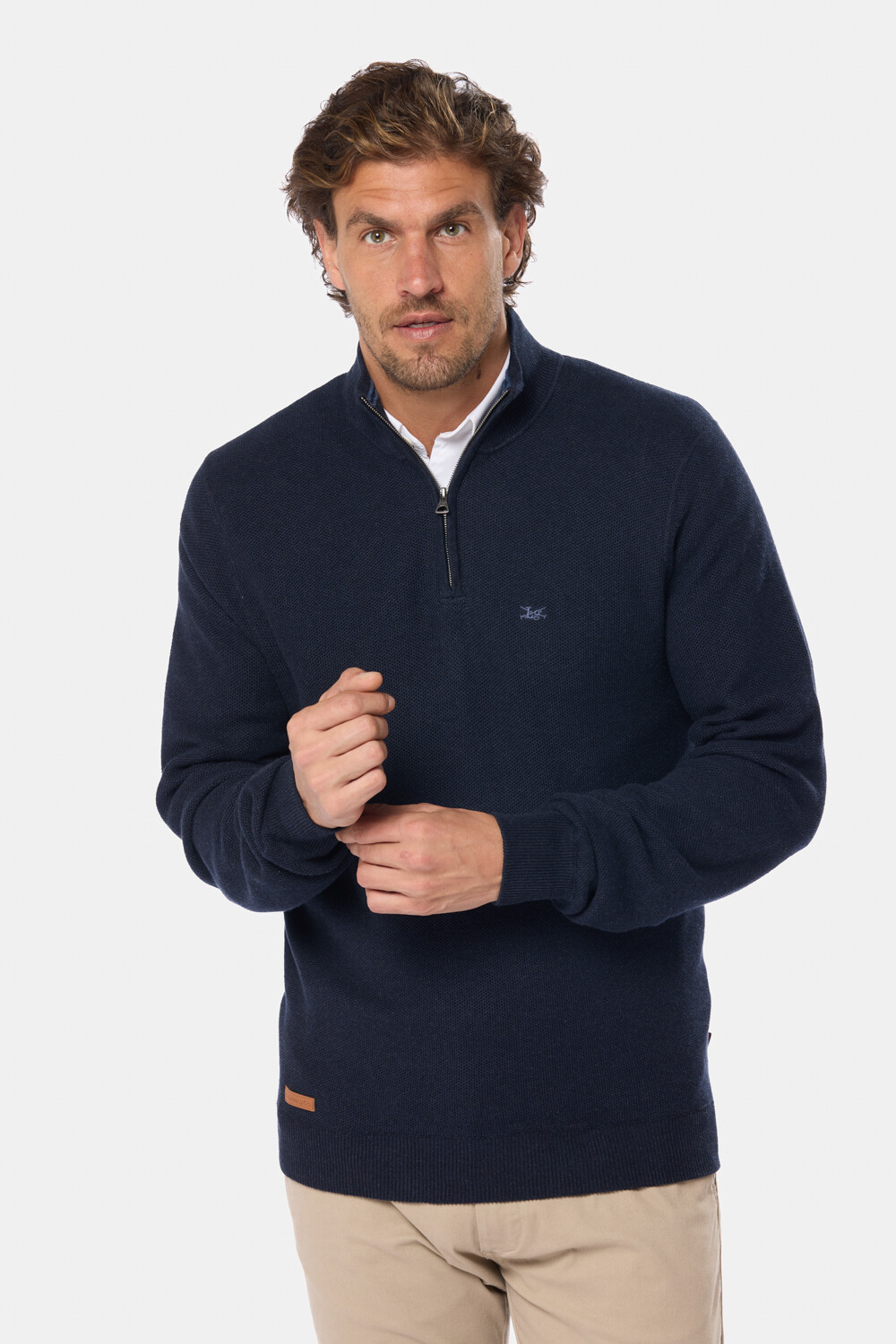 BUZO TEXTURADO MEDIO CIERRE Azul