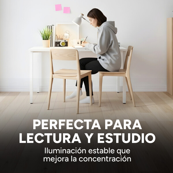 Lampara De Mesa Escritorio Estilo Nórdico Madera Metal 58Cm Color Blanco