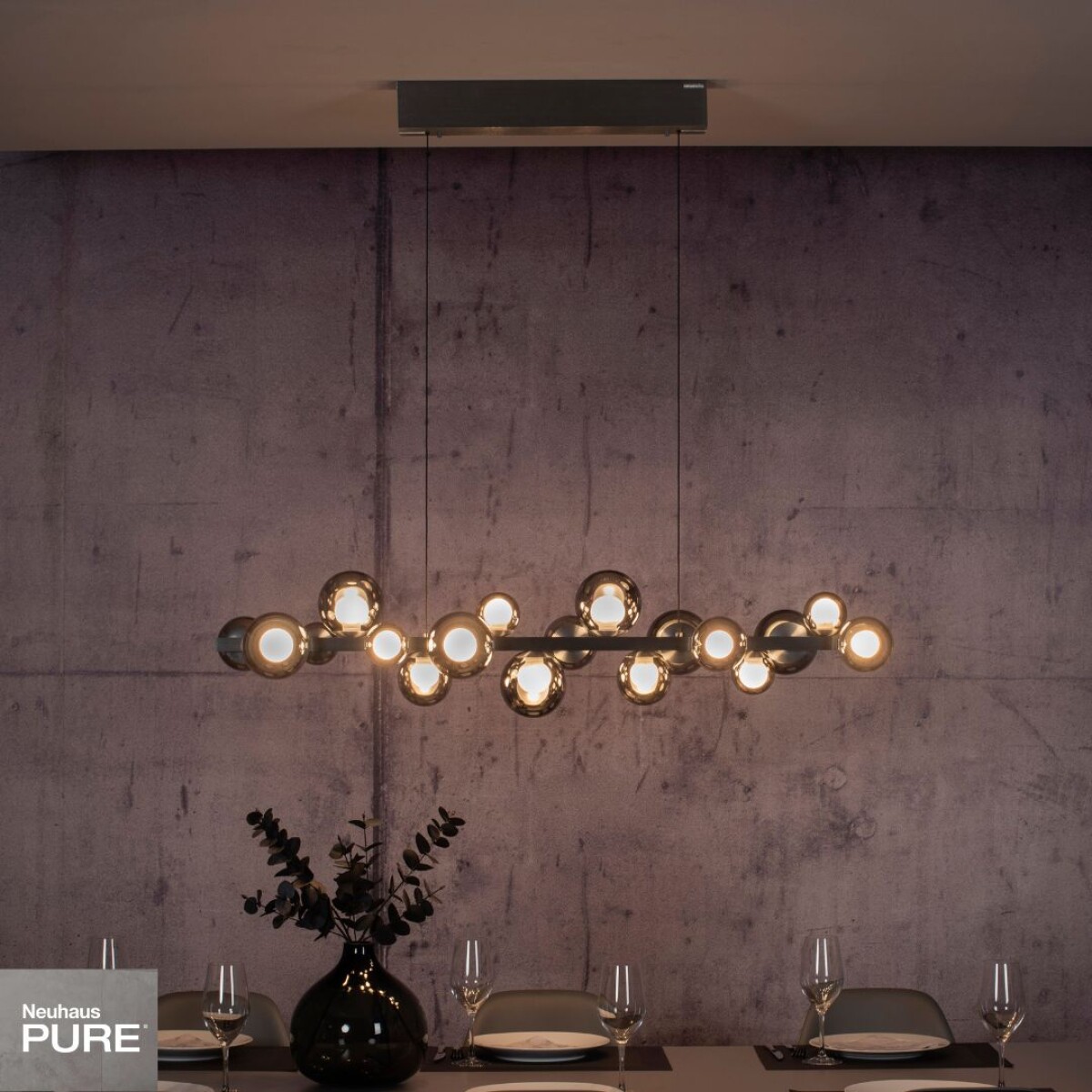 Colgante led 18 esferas 32w motorizado a control remoto con varias funciones - PLATA 