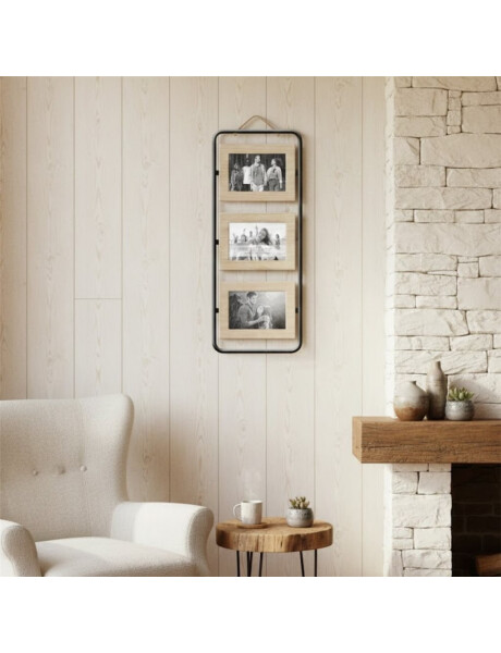 PORTARRETRATOS TRIPLE PARA COLGAR METAL Y MADERA 23X55X1 CM PORTARRETRATOS TRIPLE PARA COLGAR METAL Y MADERA 23X55X1 CM