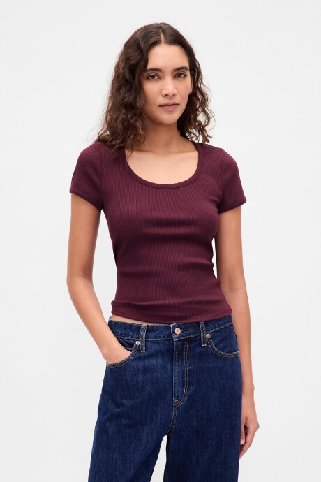 Remera Rib Mujer Tuscan Red