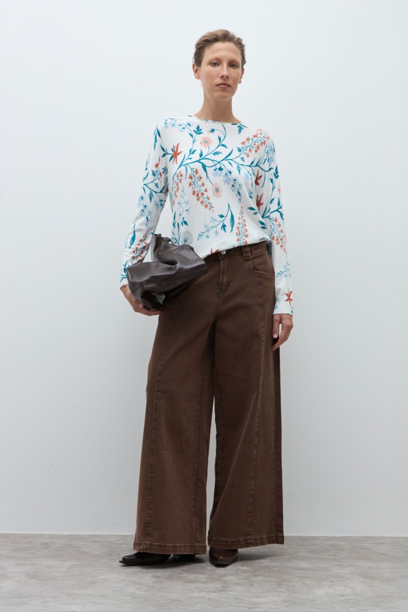 Sweater estampa floral - crudo 
