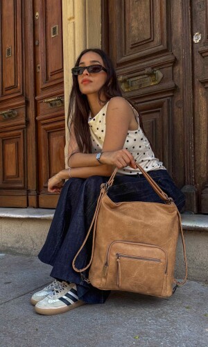 CARTERA MOCHILA VERBENA ALMENDRA