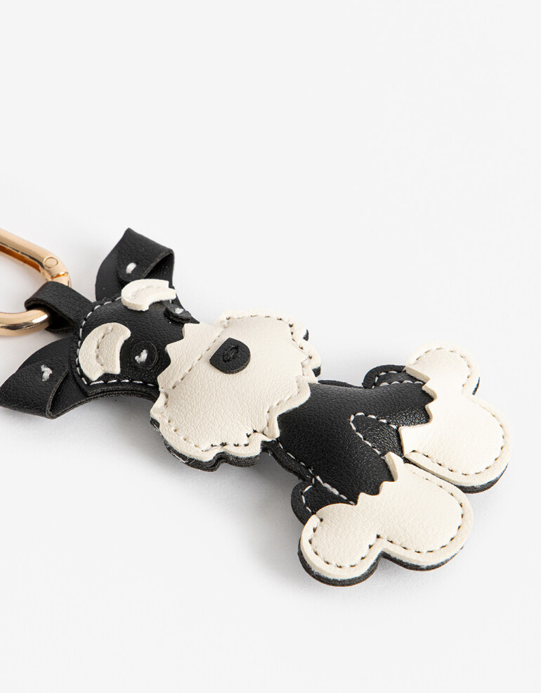 Llavero Cuero/PU Llavero Y Bag Charm De Perro - Combinacion Bicolor