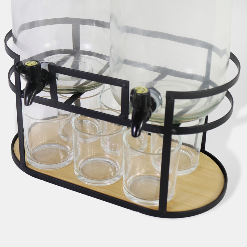 JGO DISPENSADOR DOBLE C/SOPORTE METAL/VASOS Unica