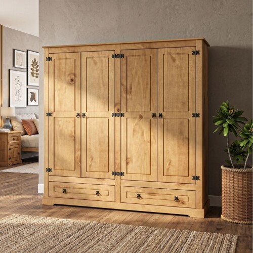 Ropero 4 puertas 2 Cajones Madera - Linea mexicana Natural