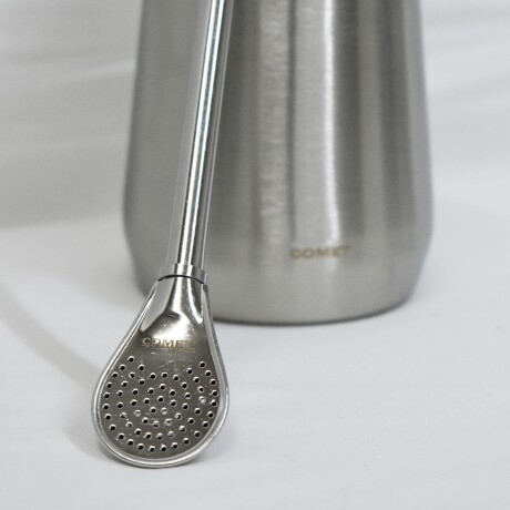 Kit de Termo 1.2Lts con Mate y Bombilla en Acero Inoxidable Comet Plateado