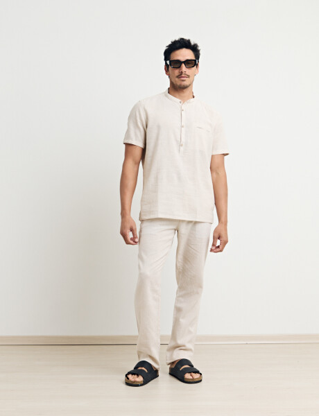 012405 CAMISA HARRINGTON LABEL Beige