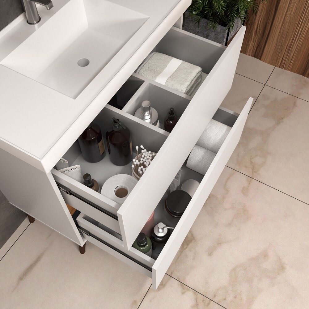 CONJUNTO DE BAÑO MODELO LILLE 80 CM COLOR BCO/TAU CON PATAS / MUEBLE + BACHA + ESPEJO Conjunto De Baño Modelo Lille 80 Cm Color Bco/tau Con Patas / Mueble + Bacha + Espejo