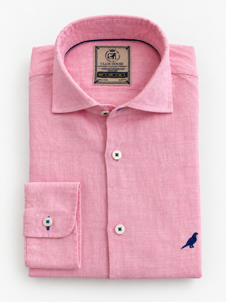 Camisa Lino Hudson Collar - Pink Melange 