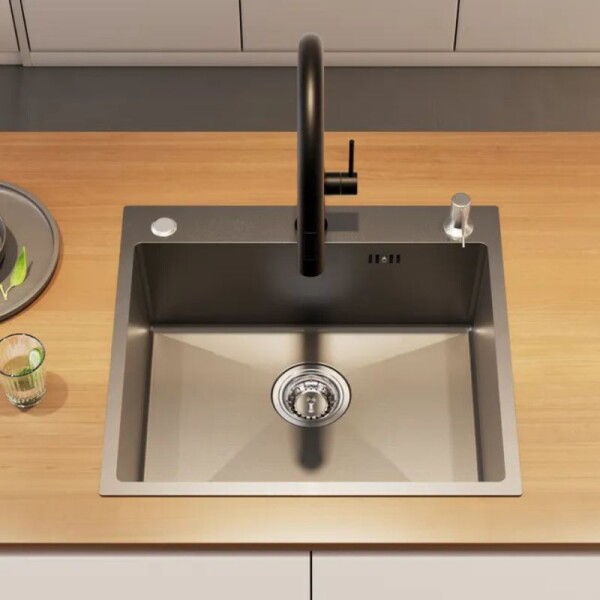 PILETA SIMPLE DE SOBREPONER 55 X 45 X 22 + ACCESORIOS - NEGRA PILETA SIMPLE DE SOBREPONER 55 X 45 X 22 + ACCESORIOS - NEGRA