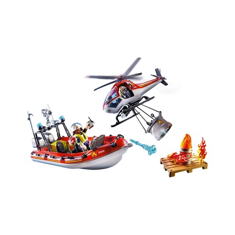 Playmobil City Action misión rescate bomberos bote y helicóptero 100 piezas Playmobil City Action misión rescate bomberos bote y helicóptero 100 piezas