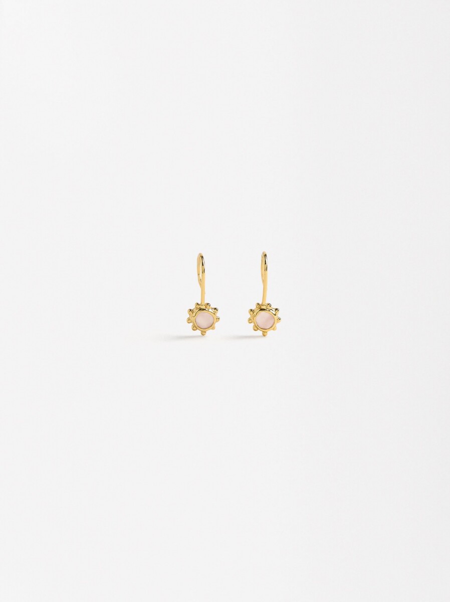 Pendientes Cortos Con Piedras - Plata De Ley 925 - rosa 