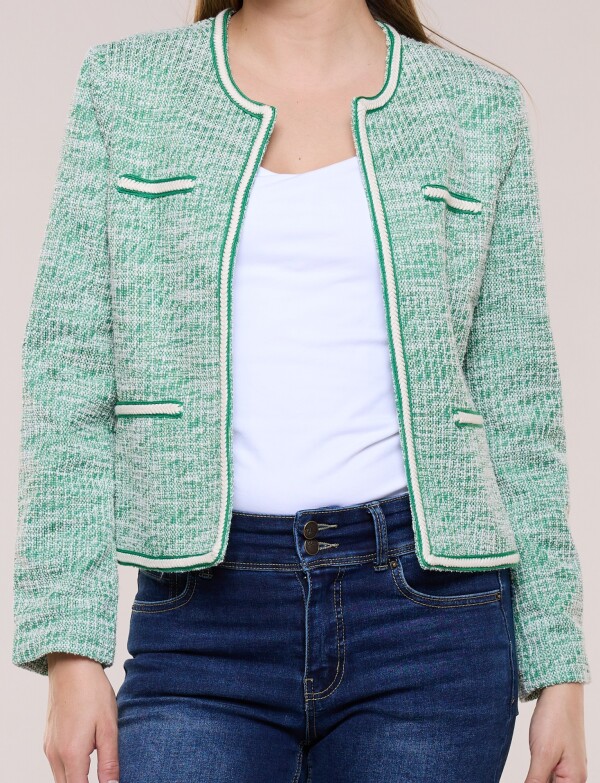 Chaqueta Tweed Con Pasamanería VERDE/MULTI