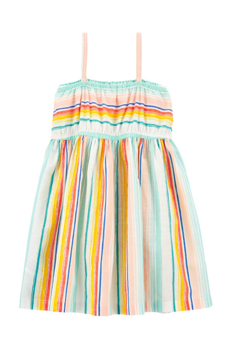 Vestido solera de algodón con fruncido Vestido solera de algodón con fruncido
