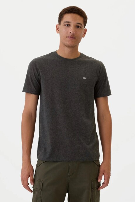 Remera Cuello Redondo Mini Logo Gap Hombre Charcoal Heather