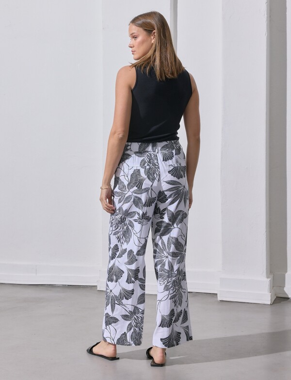 Pantalon Lino NEGRO/BLANCO