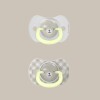 CHS+6BRILLA Set X2 Chupetes Sx Pro Fisiologicos 6 A 18 Meses Brilla En La Oscuridad Suavinex Osito Beige