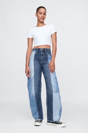 Jean Fast Barrel 2 Tonos Tiro Alto Mujer Medium Indigo 15