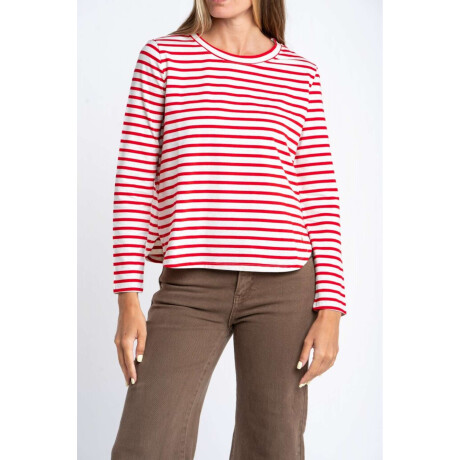 Remera Rayada Algodón Rojo
